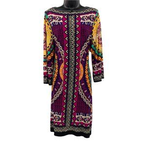 Vintage I.C.E. Geometric Dress Women Size 12 Ethnic Boho Statement Cocktail Glam
